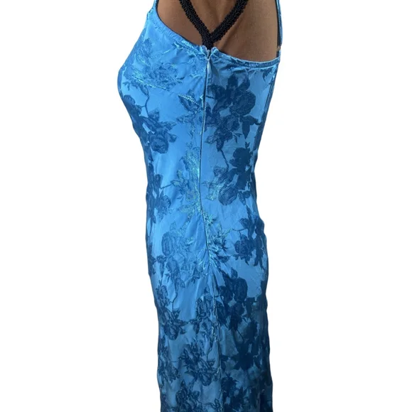 Lulu’s Blue Floral Jacquard Midi Dress S - Picture 6 of 10